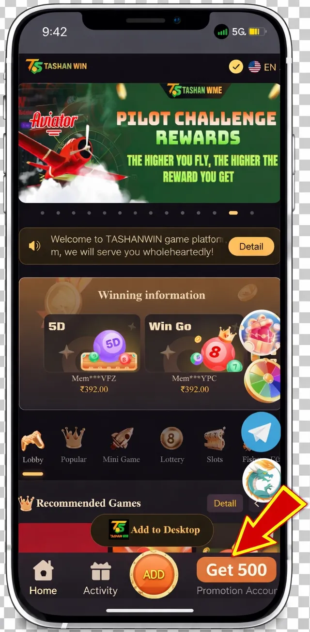 Tashanwin home screen